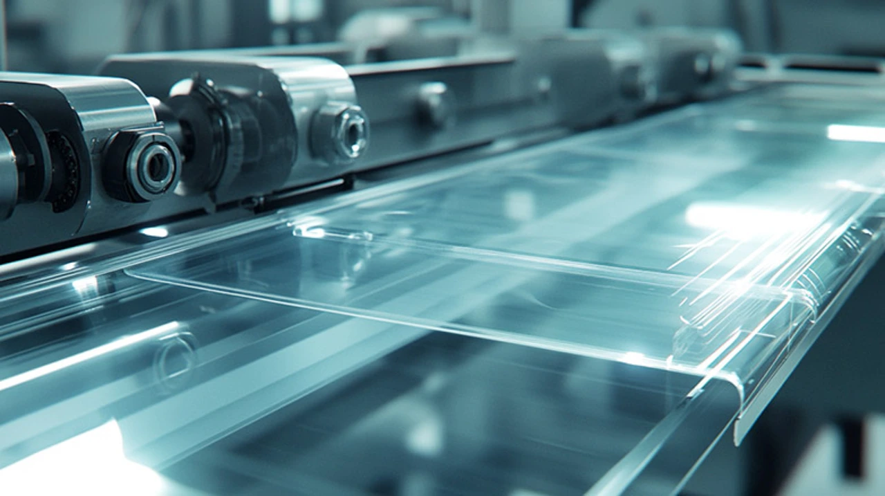 Een AI gegenereerde afbeelding van een kunststof industriële behuizing in productie