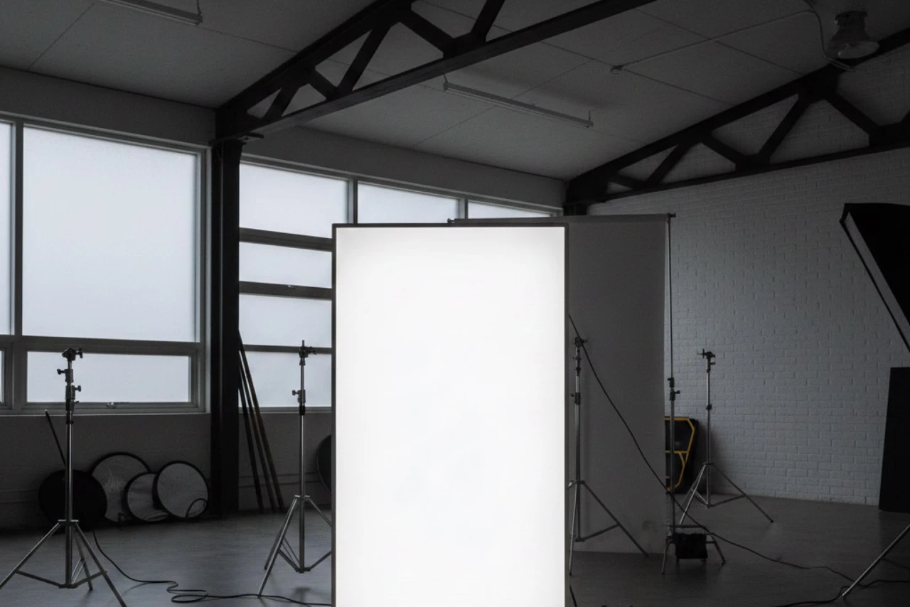 Een acrylaat afdekking voor een lichtbak in een fotostudio render